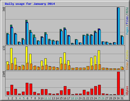 Daily usage for January 2014